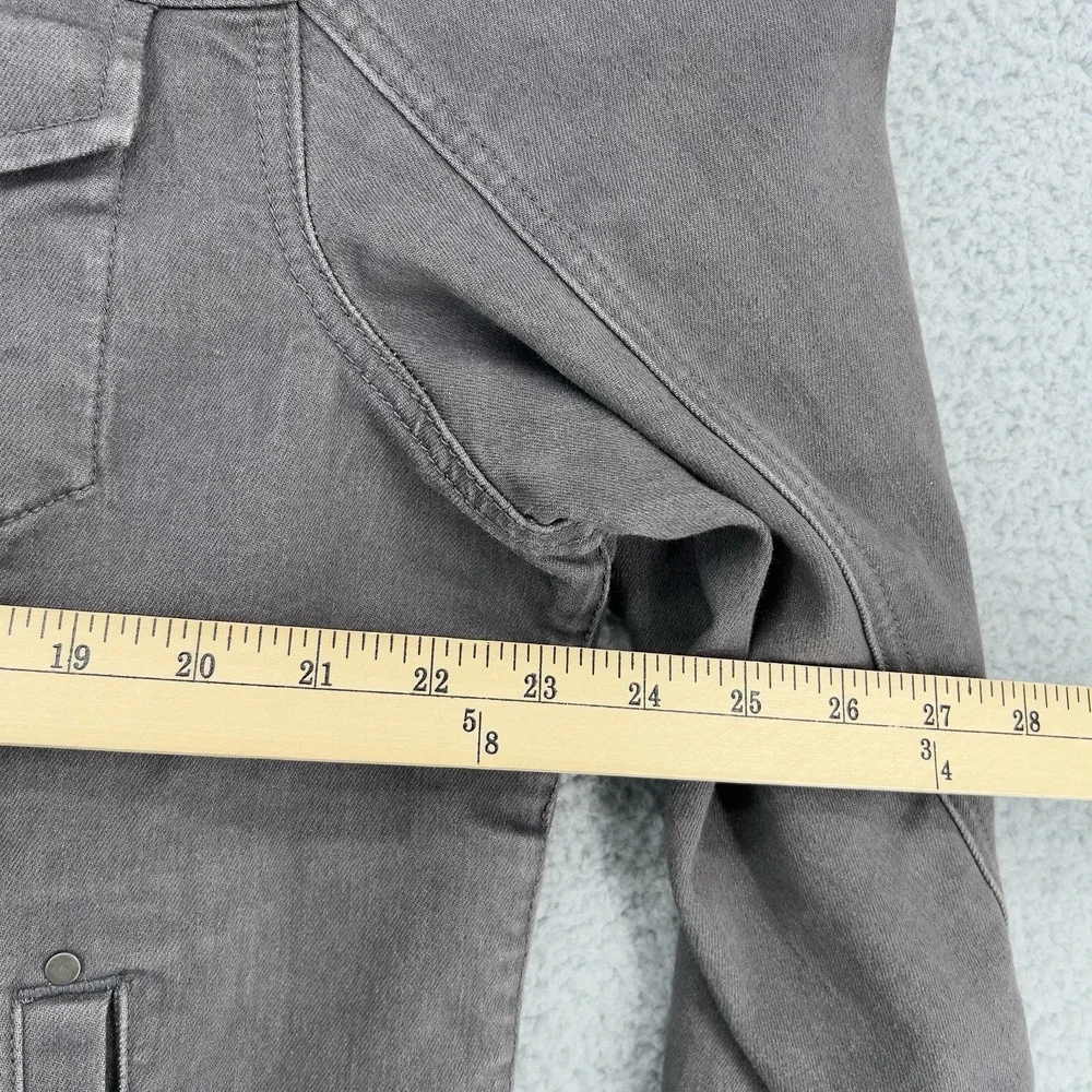 John Varvatos Jacket Mens XL Gray Denim Biker Full Zip Pockets Trucker Stretch - Picture 8 of 12